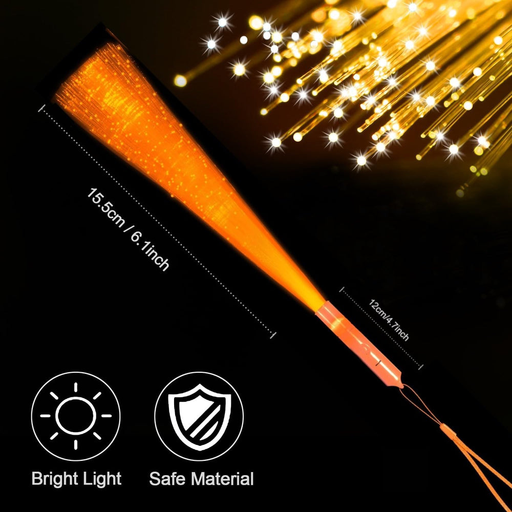 36 Pack Orange Glow Sticks Light Up Fiber Optic Stick Glow Wands Bulk with 3 ...