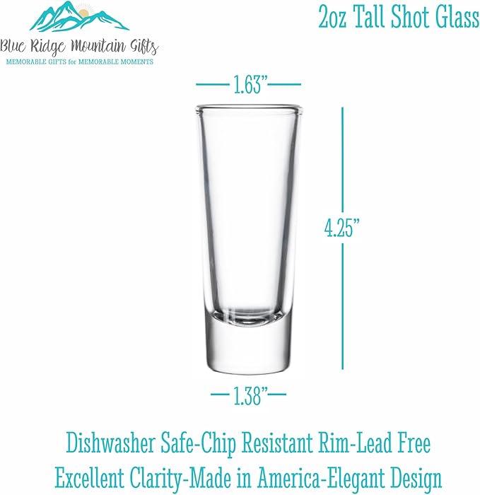 Custom Engraved 2 oz Shot Glass – Personalized Etching – Groomsman & Bridesmaid Gift – Wedding Favor Shot Glasses Set of Six