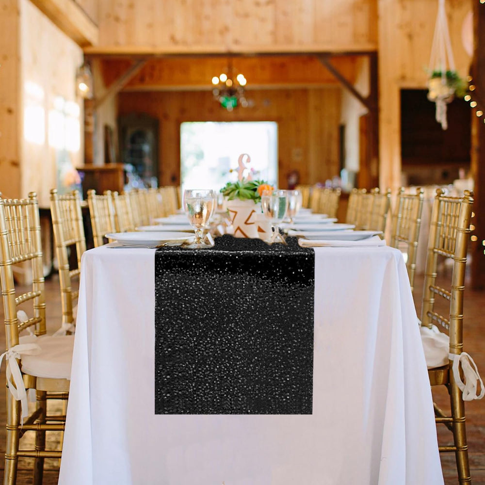 10 Packs 12 x 72 inches Black Sequin Table Runner