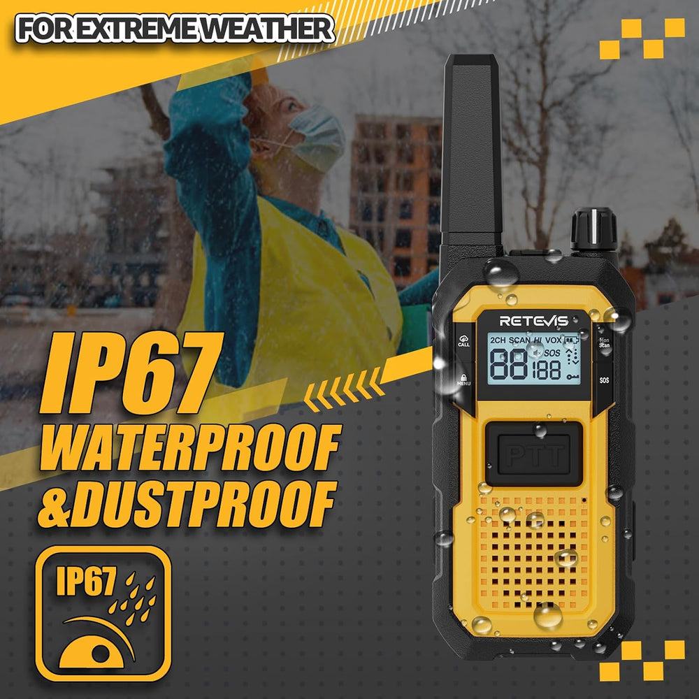 Retevis RB48 2 Way Radio Long Range, IP67 Waterproof Walkie Talkies Adults
