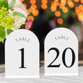 JOYIT Arch Wedding Table Numbers 1-20 with Stands – Double-Sided Printed 5" X 7" Acrylic Signs with White Background and Black Text, Perfect for Wedding Receptions, Parties, Anniversaries, and Events