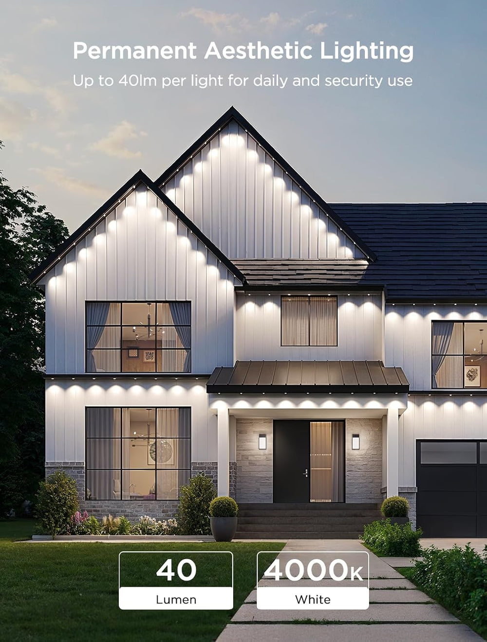 Govee Permanent Outdoor Lights 2, 150ft RGBIC Outdoor Lights with 100 Modes