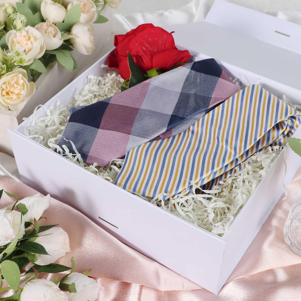 White Gift Box with Ribbon Magnetic Lids 5 Pack