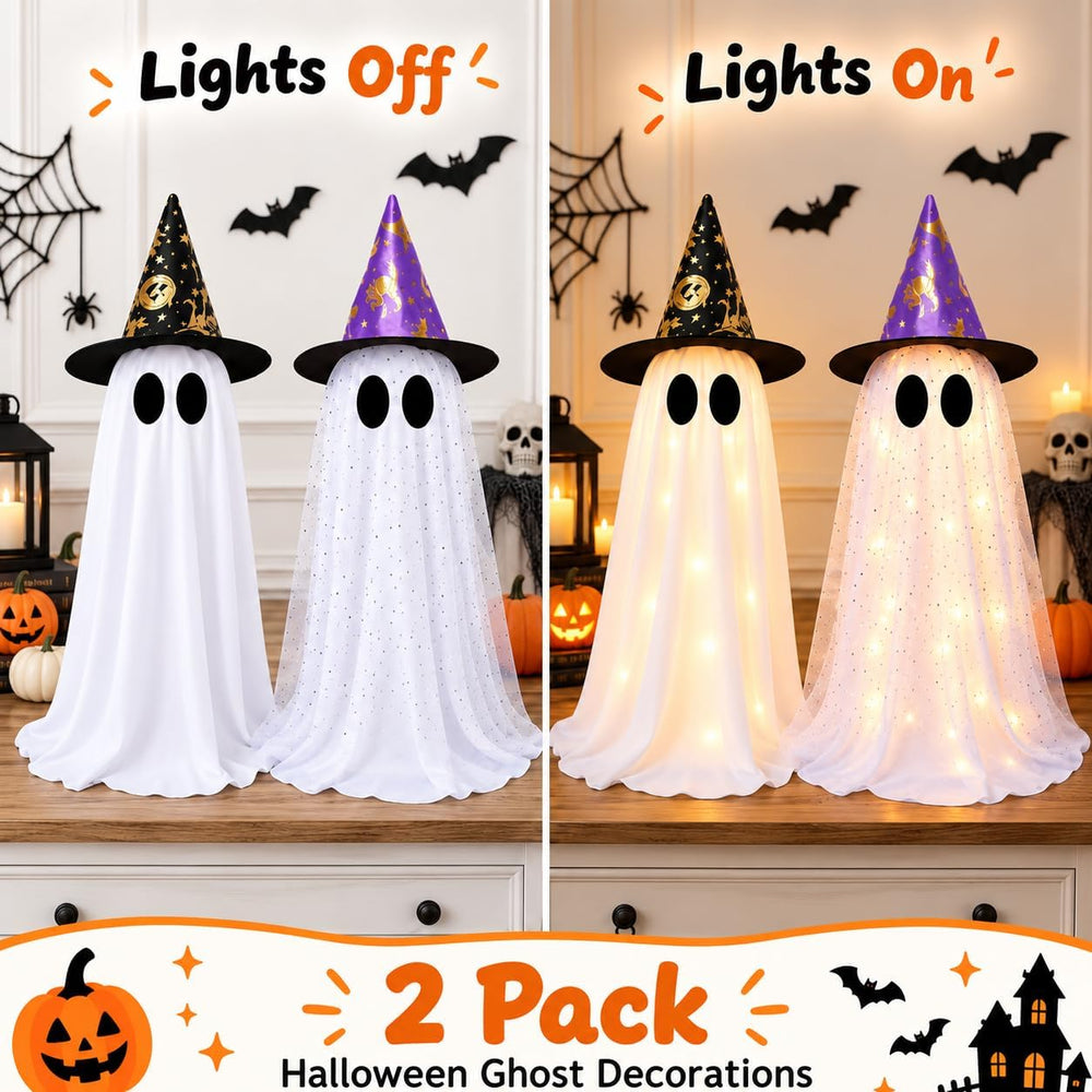 2 Pack Halloween Ghost Decorations, 21.7 Inch Light Up Ghost Indoor Decor wit...