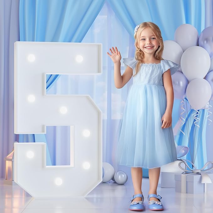 3FT Marquee Numbers 5 for 5th, 50th Birthday Party Decorations, Large Light Up Number 5 Sign for Anniversary Decor, Backdrop, Big Marquee Number, Pre-Cut Foam Board Kit