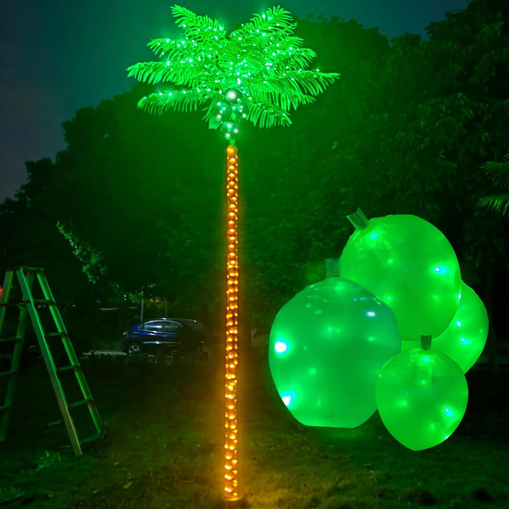 Fairyrain Artificial Palm Tree 10.5FT 420LED Outdoor Lighted Palm Trees