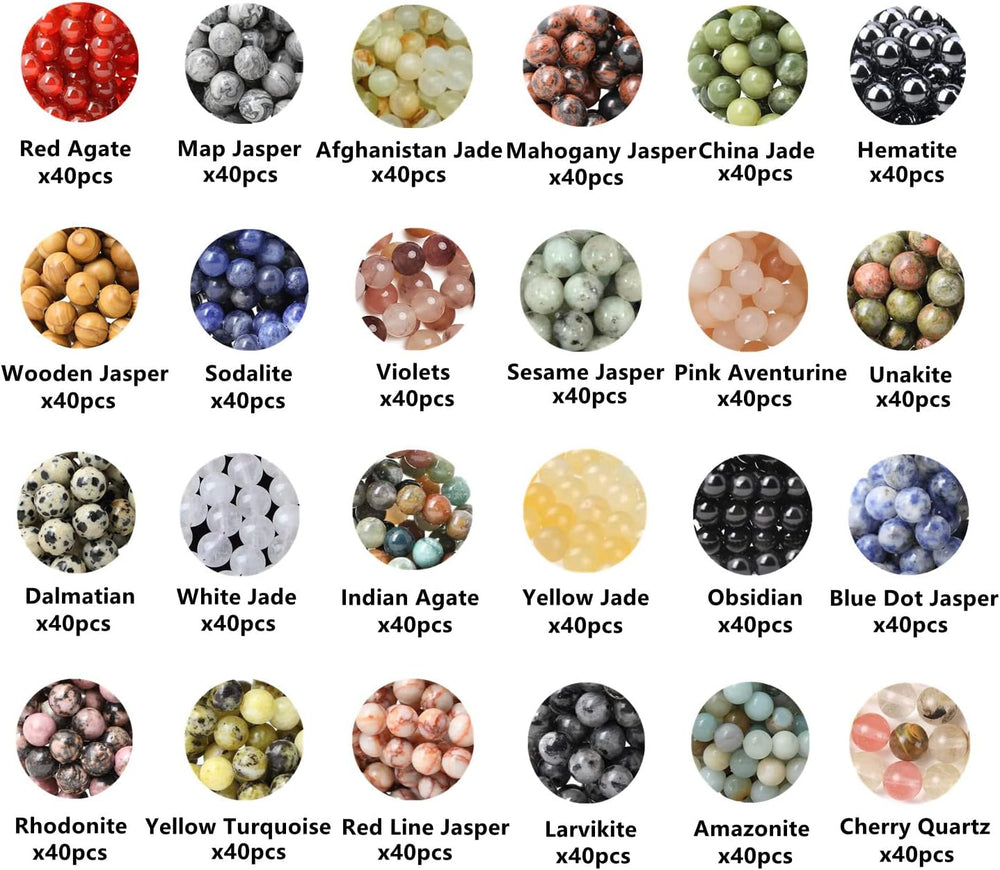 960pcs 6mm Natural Gemstone Beads Crystal Bracelet Jewelry Making Kit