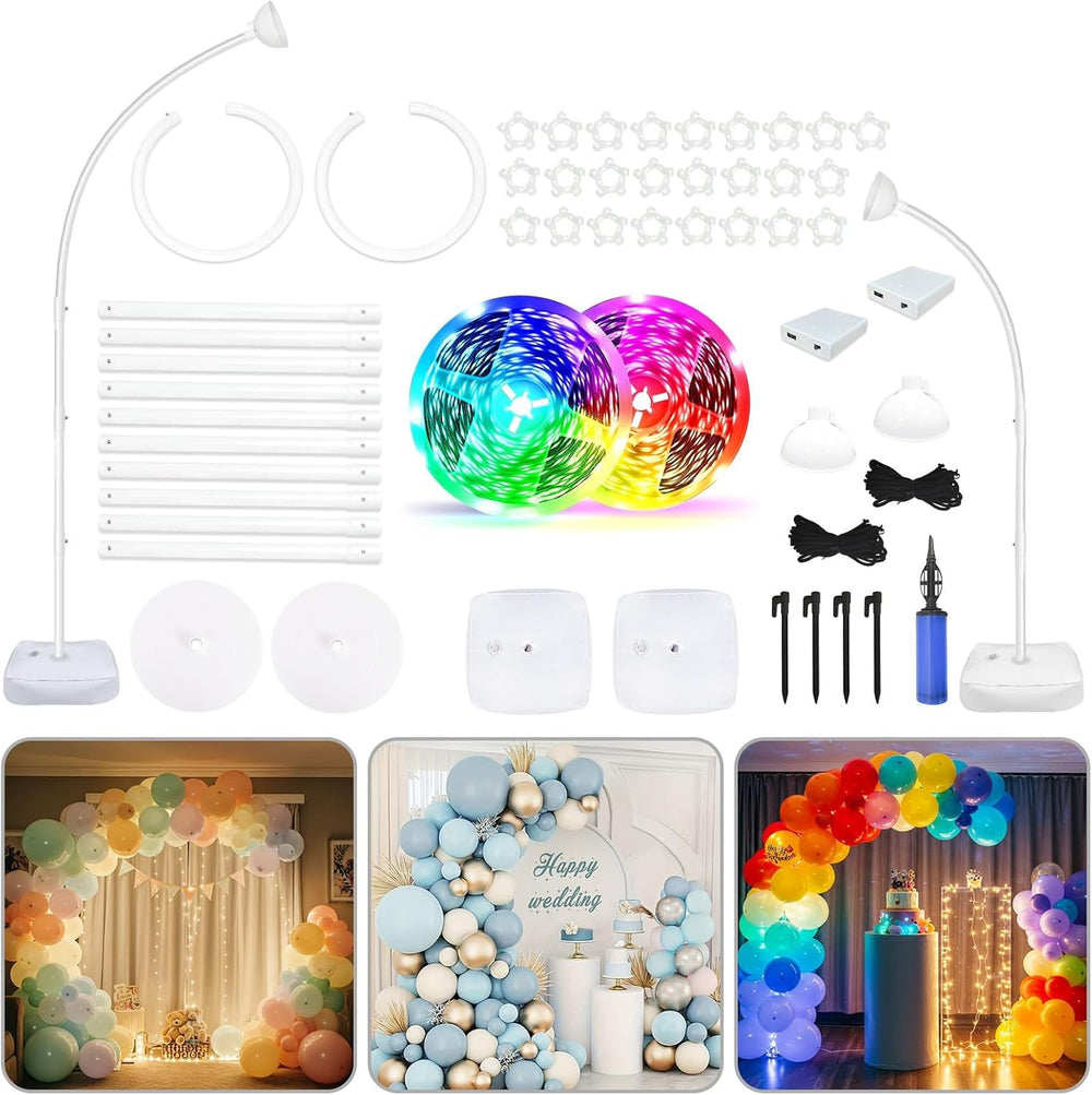 Lighted Half Arch Balloon Stand Kit 8.2FT/6FT Balloon Arch Kit for Party