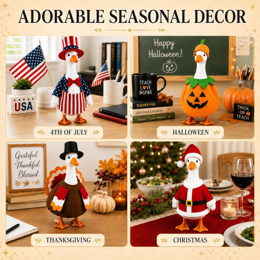 7 Inch Desk Goose Outfits, 8-Pack Seasonal Holiday Clothes