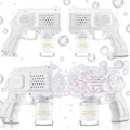 Hollowfly 4 Pack Wedding Bubble Guns Machine Bottles Solution Romantic Bubble Maker for Outdoor Ceremony Wedding Party Favors Photo Props Reception Entertainment