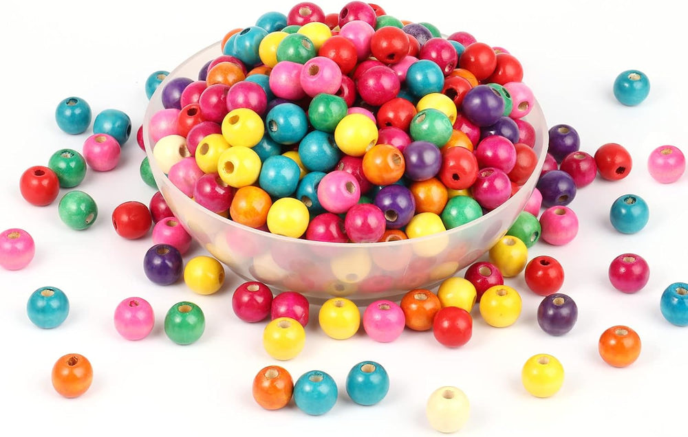 400PCS Colorful Wooden Beads 16mm Large Round Wood Beads Bulk for DIY Craft (...
