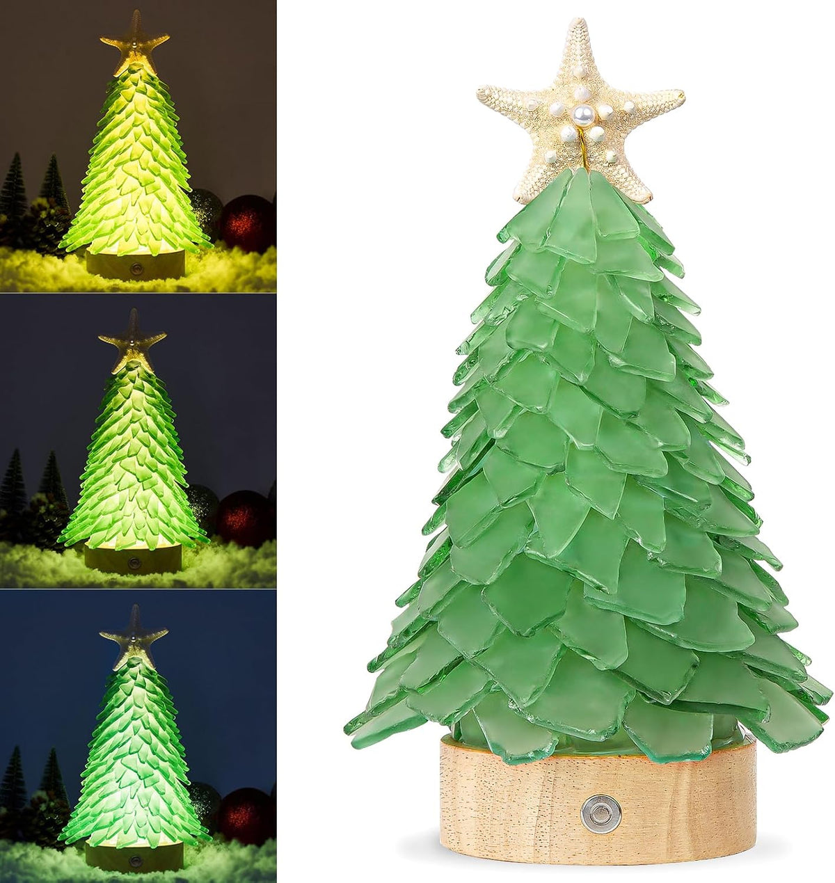 Green Sea Glass Christmas Tree - Handcrafted Mini Christmas Tree