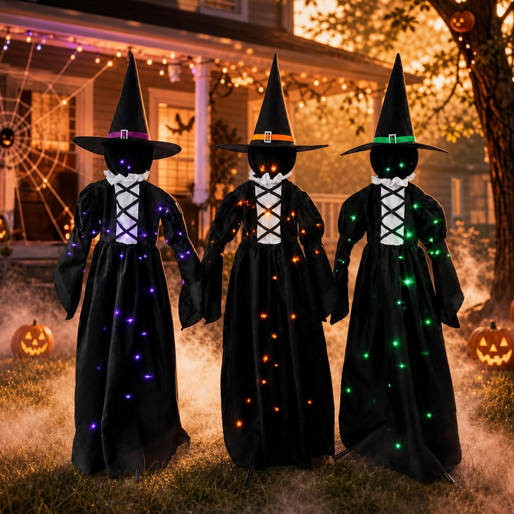 HOMELEX 3 Lighted Witches Halloween Yard Decorations, 59 in