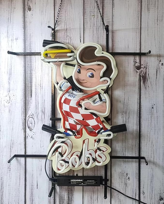 Neon Signs for Wall Decor Compatible For Bob's Big Boy Restaurant Burger Sign Light Lamp With Hd Vivid Printing Tech Artwork Absbvvvd Neon Glass Tubing