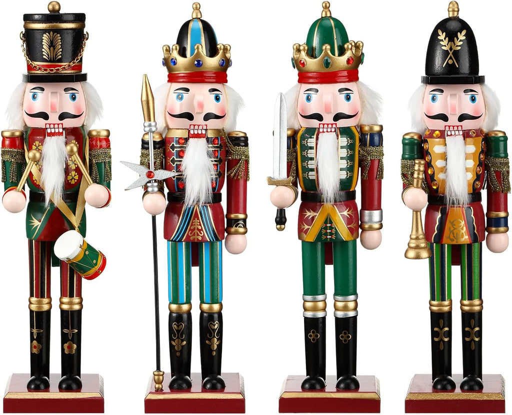 Suzile 4 Pcs 12 Inch Christmas Nutcracker Figures Wooden Soldier
