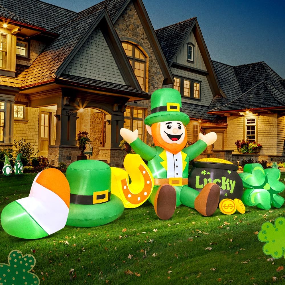 8ft st patricks day inflatables outdoor decorations,inflatable leprechaun, side view