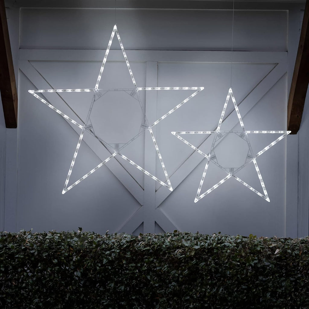 kringle traditions 48-inch lighted cool white christmas star, close-up detail