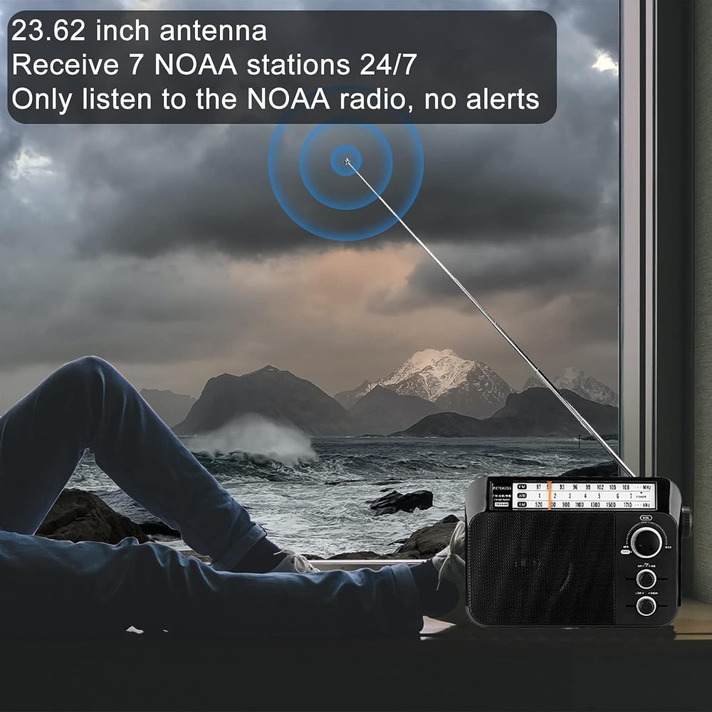 Retekess TR604W AM FM NOAA Radio, Portable Emergency Weather Radios(Black)