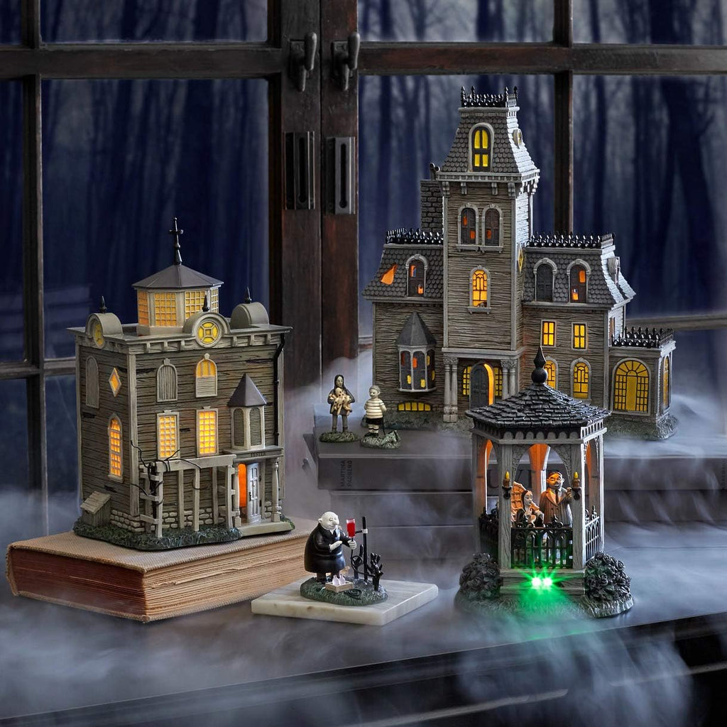 department 56 resin,the addams family village gazebo at, close-up detail