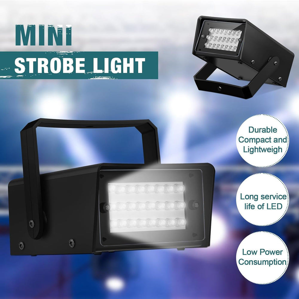 Treela 4 Pack Strobe Party Light Small Bright LED Outdoor, White, 32 LED