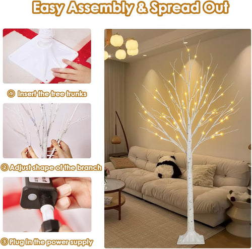 4ft lighted birch trees, 48 led twinkling trees shown in use