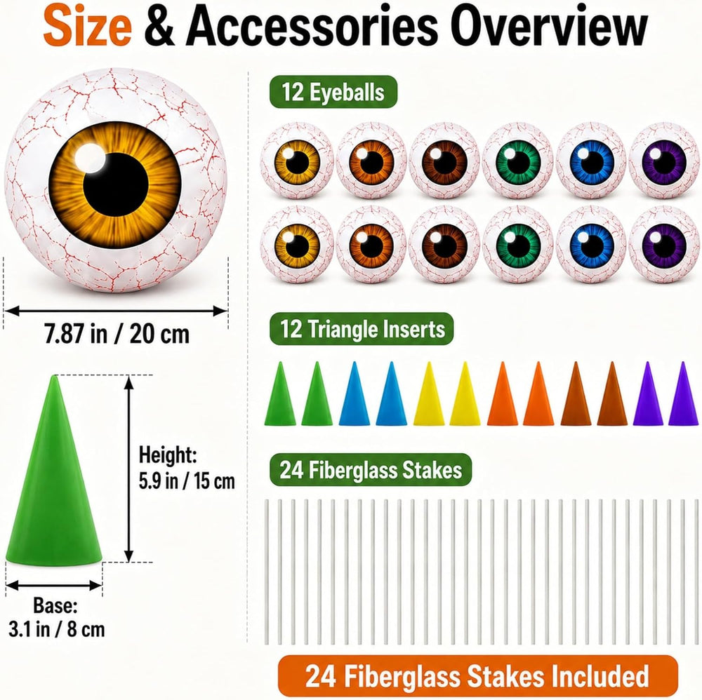 RattanView 12 Set Halloween Bush Eyes Decor Outdoor, 7.87'' Scary Bus...