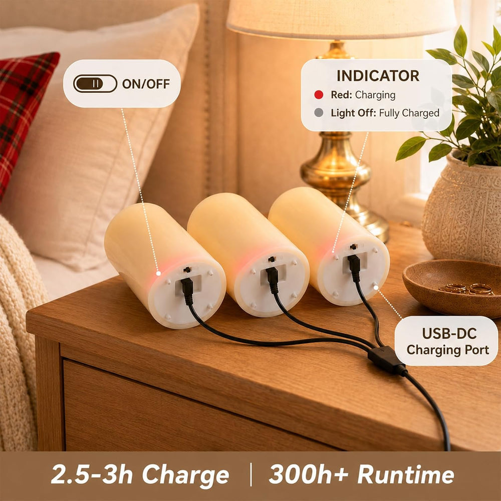 Lezonic Rechargeable Flickering Flameless Candles Battery Operated with Remot...