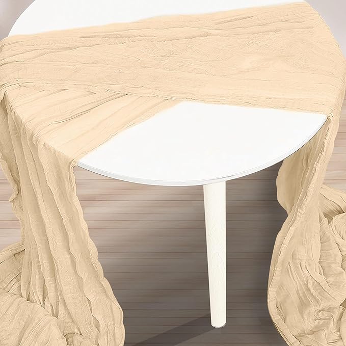 10 Pack Nude Cheesecloth Table Runner 35x120 Inch 10Ft Rustic Gauze Cheese Cloth Table Runner Sheer Cheesecloth Table Runners for Wedding Party Bridal Shower Decoration