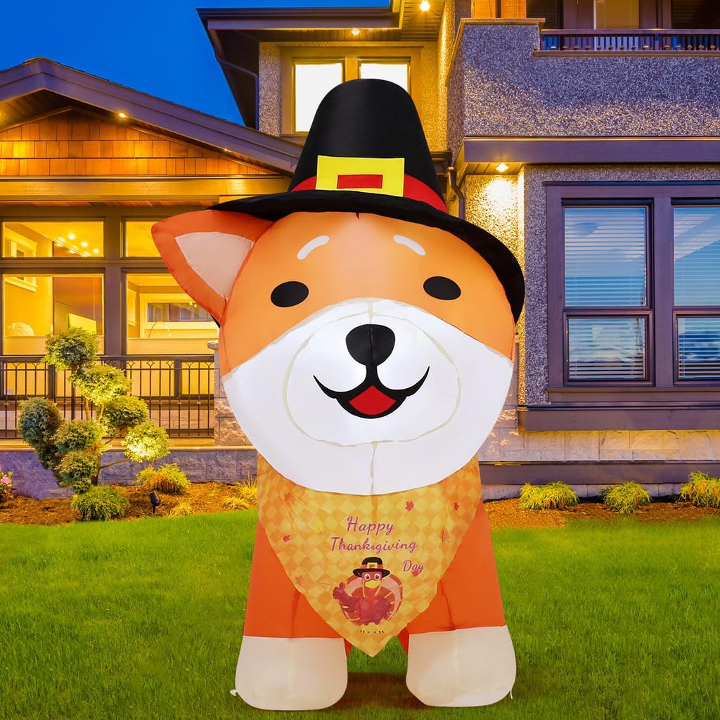 comin 4ft thanksgiving inflatables shiba inu dog in shown in use