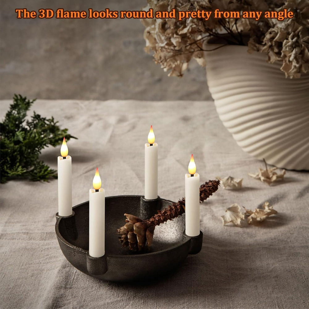 IMAGE 3.8 Inch Flameless Taper Candles with Remote, 12 Pack Battery Operated ...