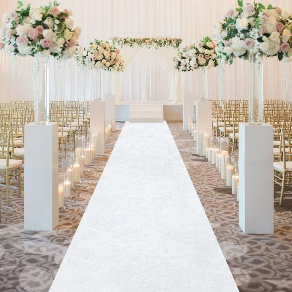 FOTSHARER White Aisle Runner for Wedding Velvet Aisle Runner Rug 4FTx15FT Wed...