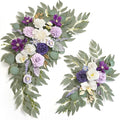 Faux Flower Swag Set of 2 for Wedding Welcome Signs Floral Swag Wedding Reception Ceremony Signs Decor (Lavender & Cream)