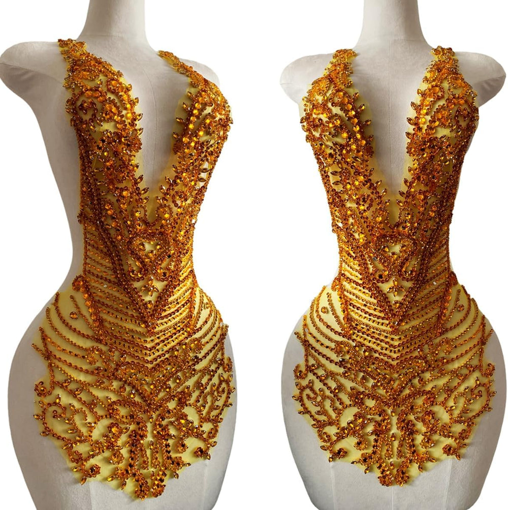 Handmade Rhinestones Bodice Applique sew on Beads Trim Patches Trim Accessori...