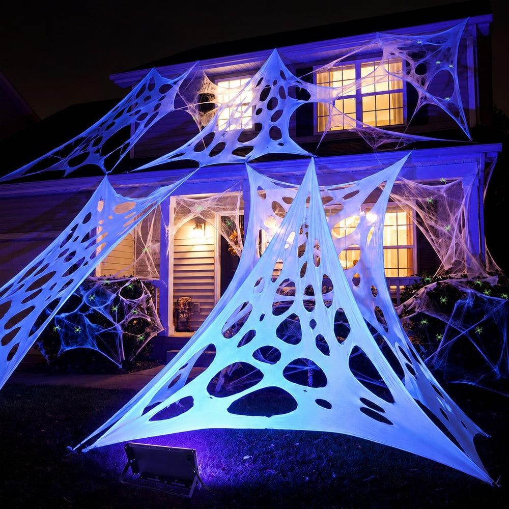 1360 Sqft Glow in the Dark Stretchy Spider Web Halloween Decoration