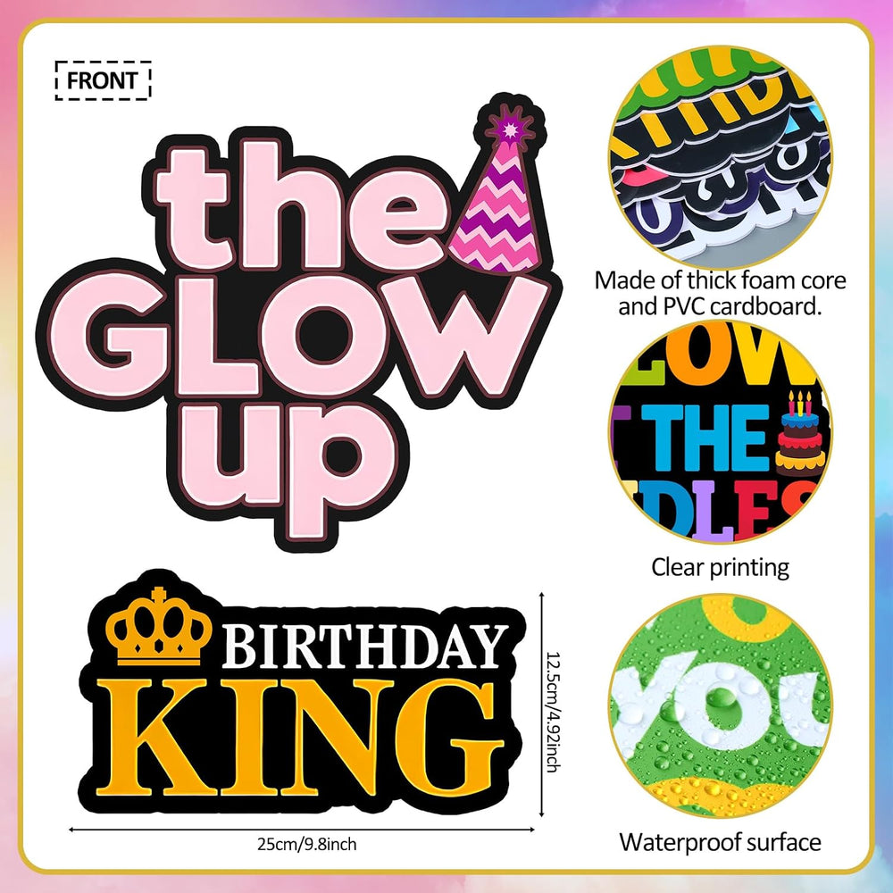 Beeveer 24 Pcs Birthday Photo Booth Props Single Sided 9" Photo Booth Props