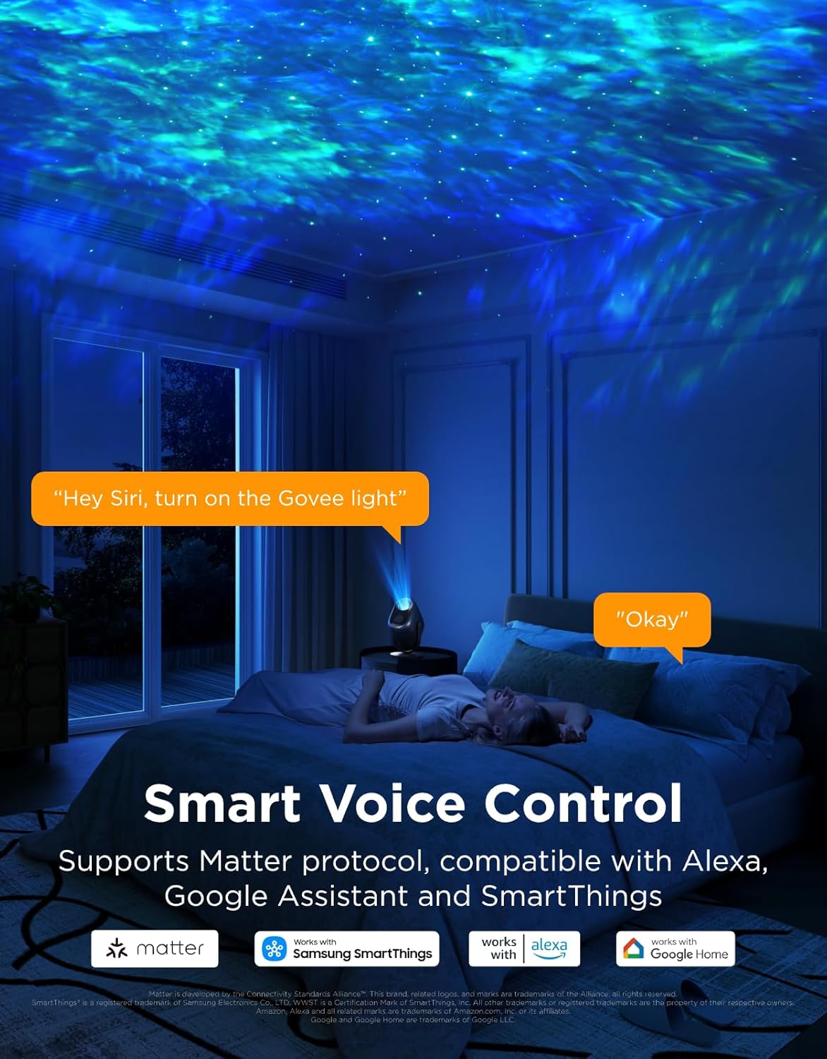 govee star projector lights, 7-zone nebula effect, compatible, package contents