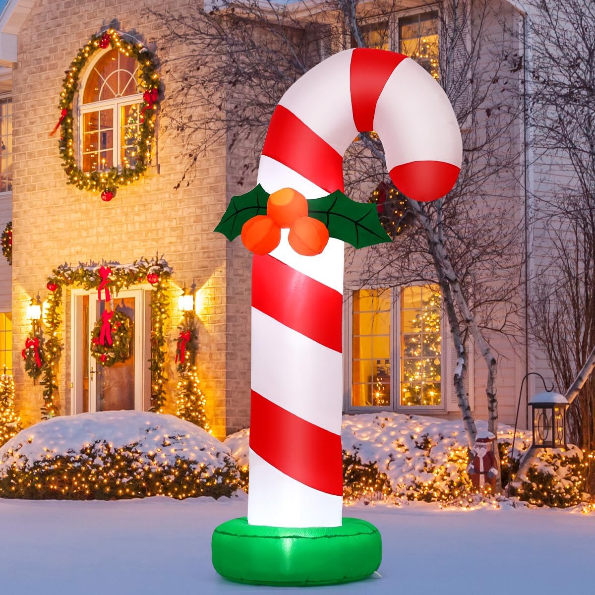 goosh 6 ft christmas inflatables candy cane outdoor shown in use