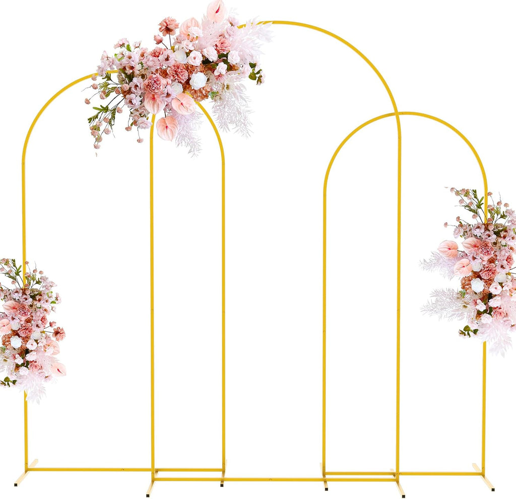 Putros Arch Backdrop Stand, Metal Wedding Arch Stand, 7.2ft,6.6ft,6ft, Gold