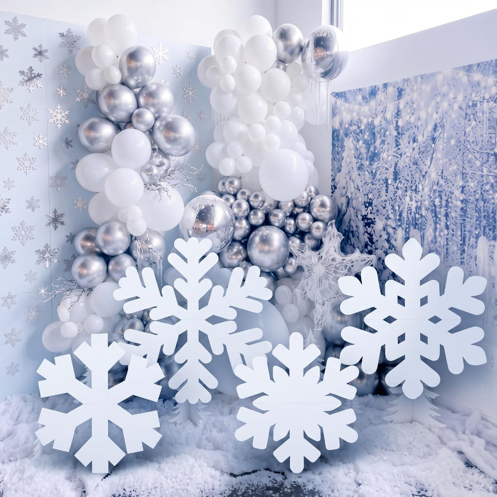 4 Pcs Christmas Snowflake Party Decor Winter Standing Cutout