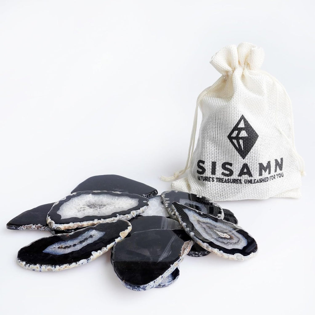 black agate slices for table place cards |, package contents