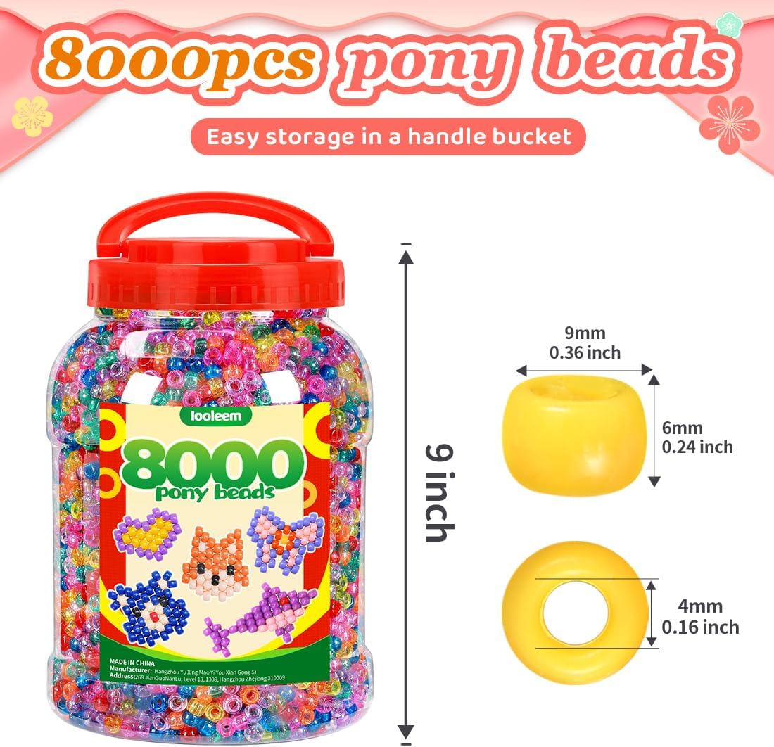 iooleem pony beads(8000pcs glitter), beading supplies, friendship bracelets shown in use