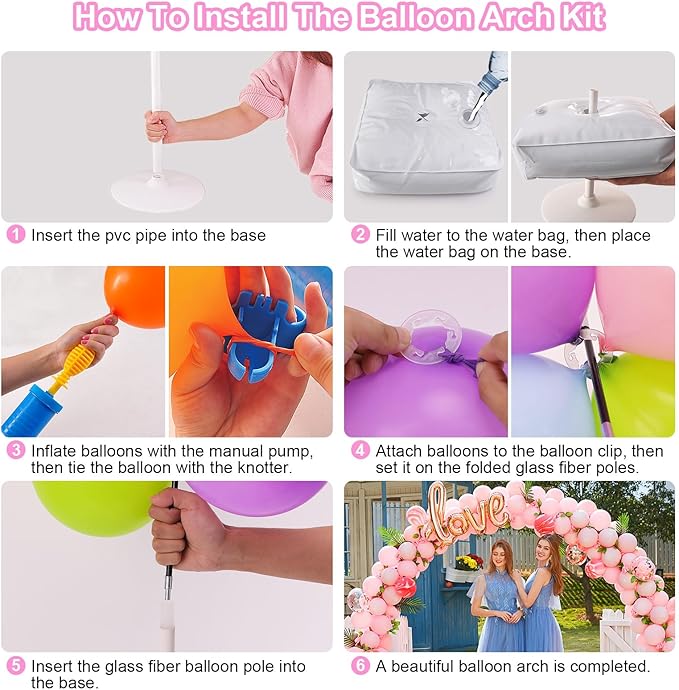 Chamvis Balloon Arch Kit and Electric Balloon Pump, 7.4ft Balloon Arch Stand with Base - for Wedding Baby Shower Birthday Party Decorations