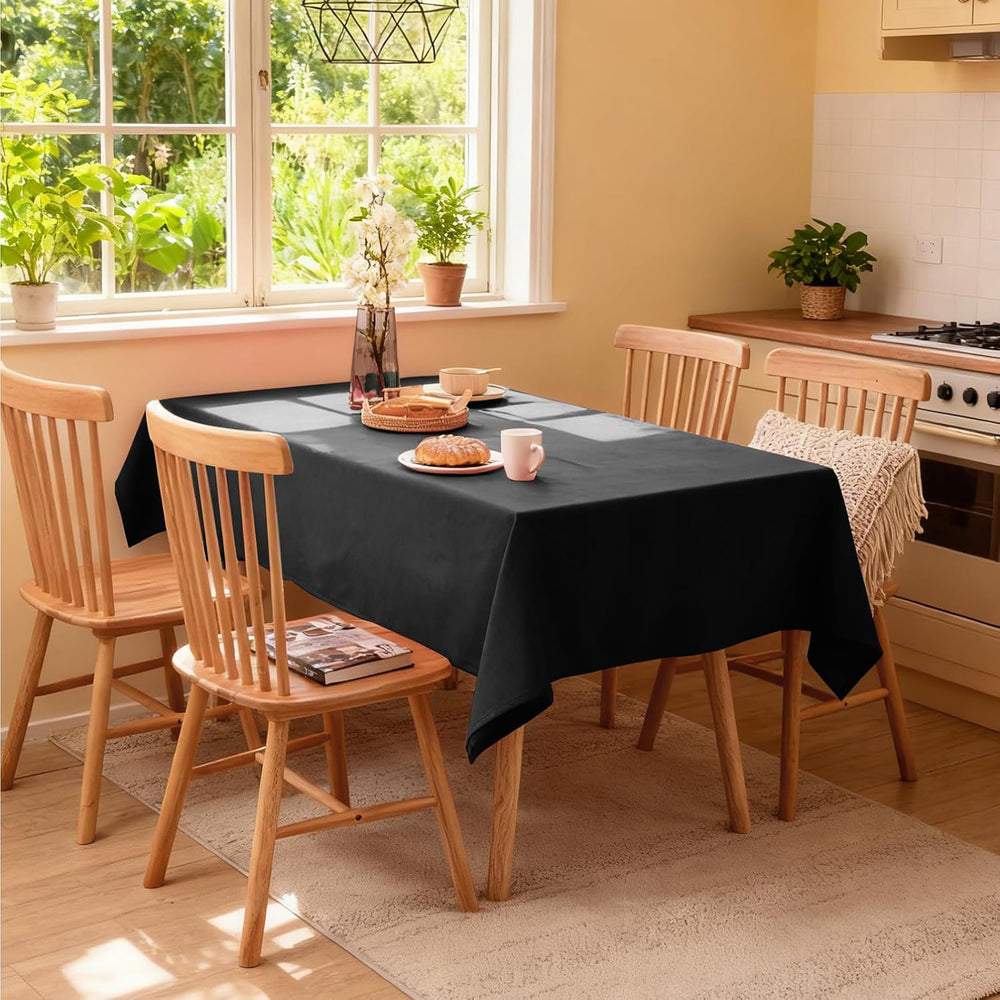 Rectangle Table cloth Fabric,Waterproof, Linen-textured, Black, 57x118 inch