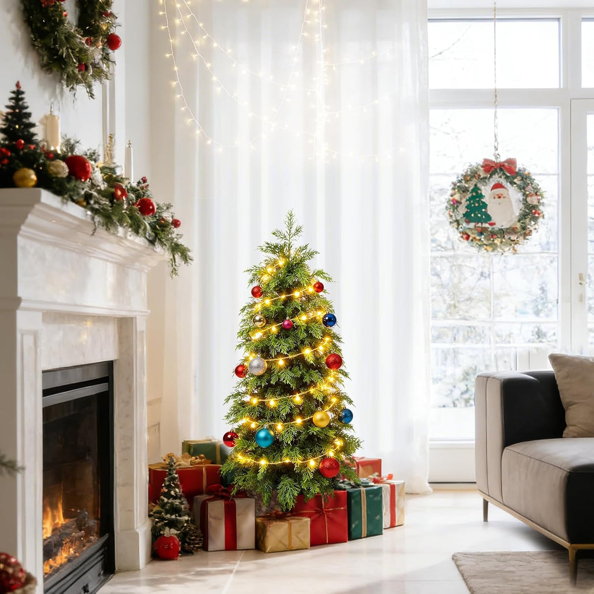 3ft artificial cedar topiary trees,2 pack uv resistant, package contents