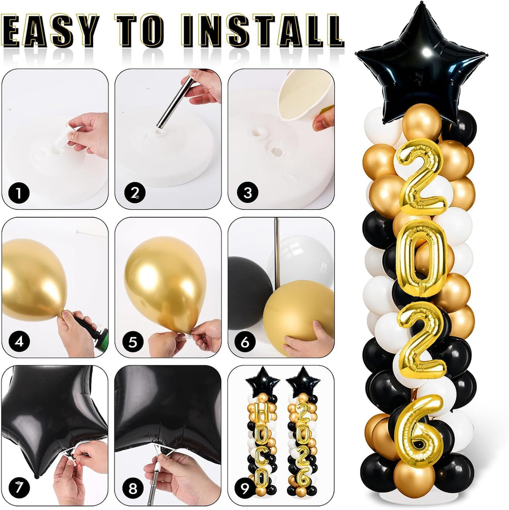 2 Sets Homecoming 2026 Balloon Column Stand Party Decorations Kits with Ballo...