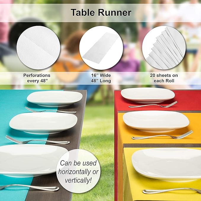 AH American Homestead Paper Dining Table Runner for Party 78 ft = 20 Perforated Table Runners 16” x 48”- Strong, Absorbent, Disposable Linen-Like Table Cover Roll (Mustard Gold)