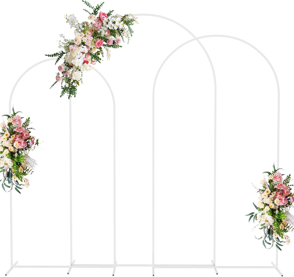 Wokceer Wedding Arch Backdrop Stand 8FT,7.2FT,6.6FT White Metal Arch Stand