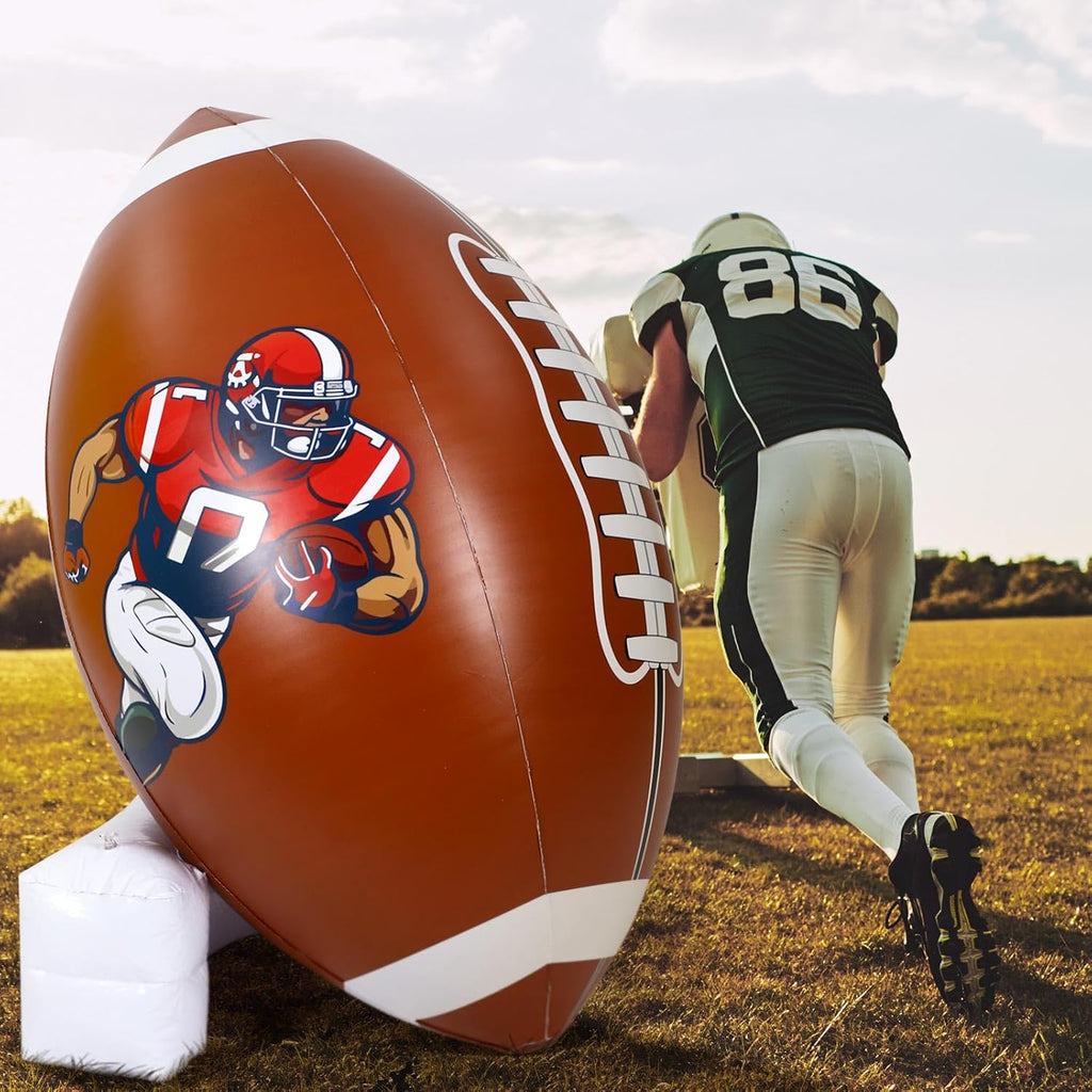 bencailor 2 pcs giant inflatable football party decoration shown in use