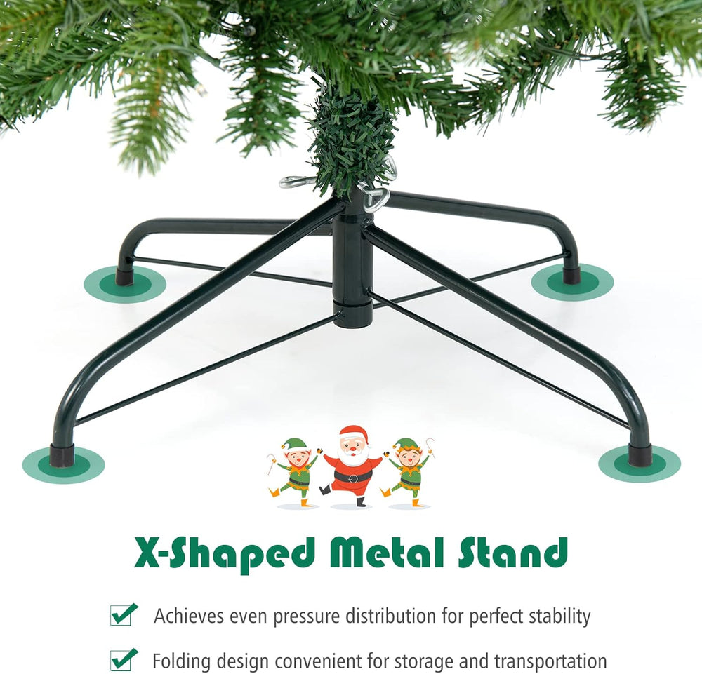 Goplus 7.5ft Pre-Lit Pencil Christmas Tree with 350 Lights, 10 Light-Modes