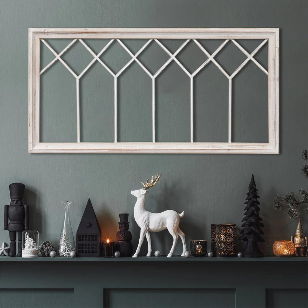 sintosin rustic wood window frame wall decor 40, close-up detail